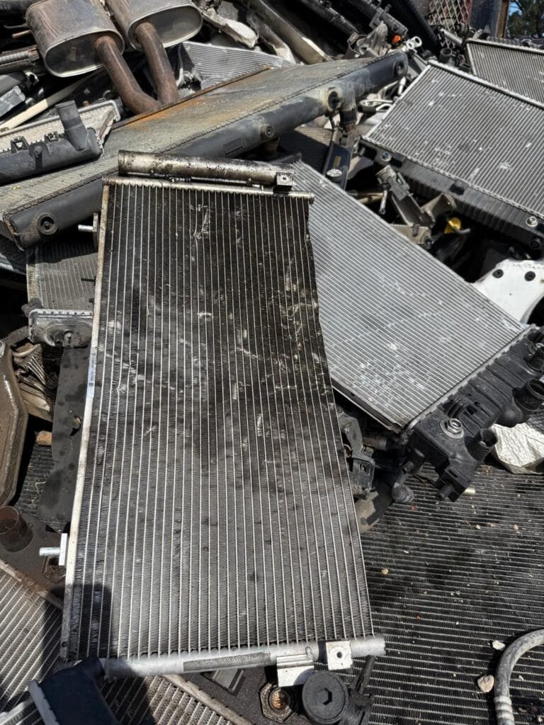 Radiator cores and coils sorted for recycling