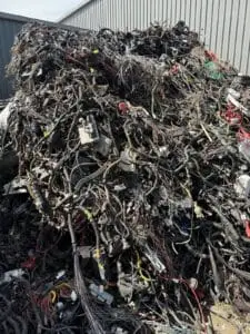 Large pile of insulated cable and wiring scrap at the SA Copper Scraps yard