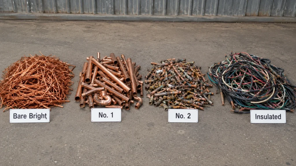 A trailer of scrap metal being weighed on trade-certified scales with the weight visible
