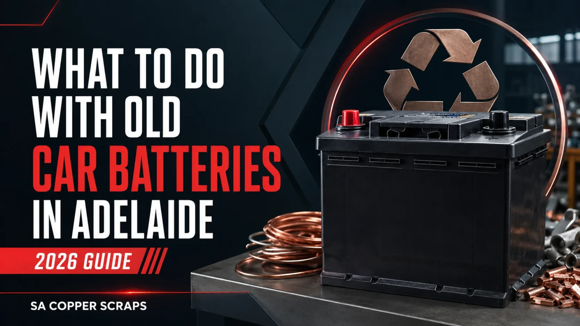 Old car battery ready for safe recycling at SA Copper Scraps in Adelaide